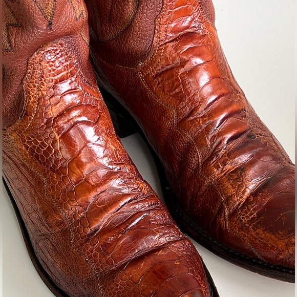Lucchese 1883 Western Cowboy Boots Mens Brown Ostrich Leg Leather Size 9 Wide main image 7
